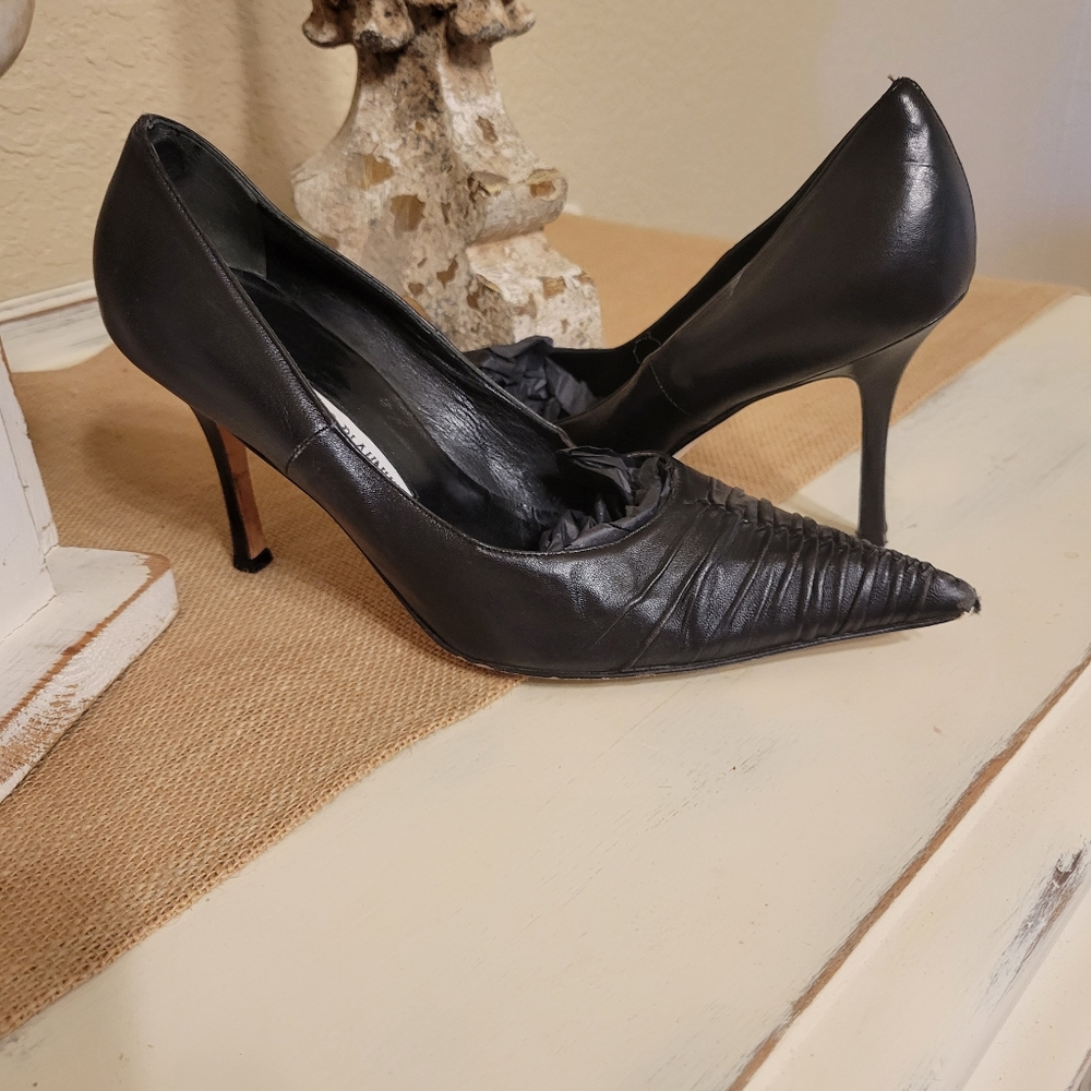 Manolo Blahnik Black Leather Heels
